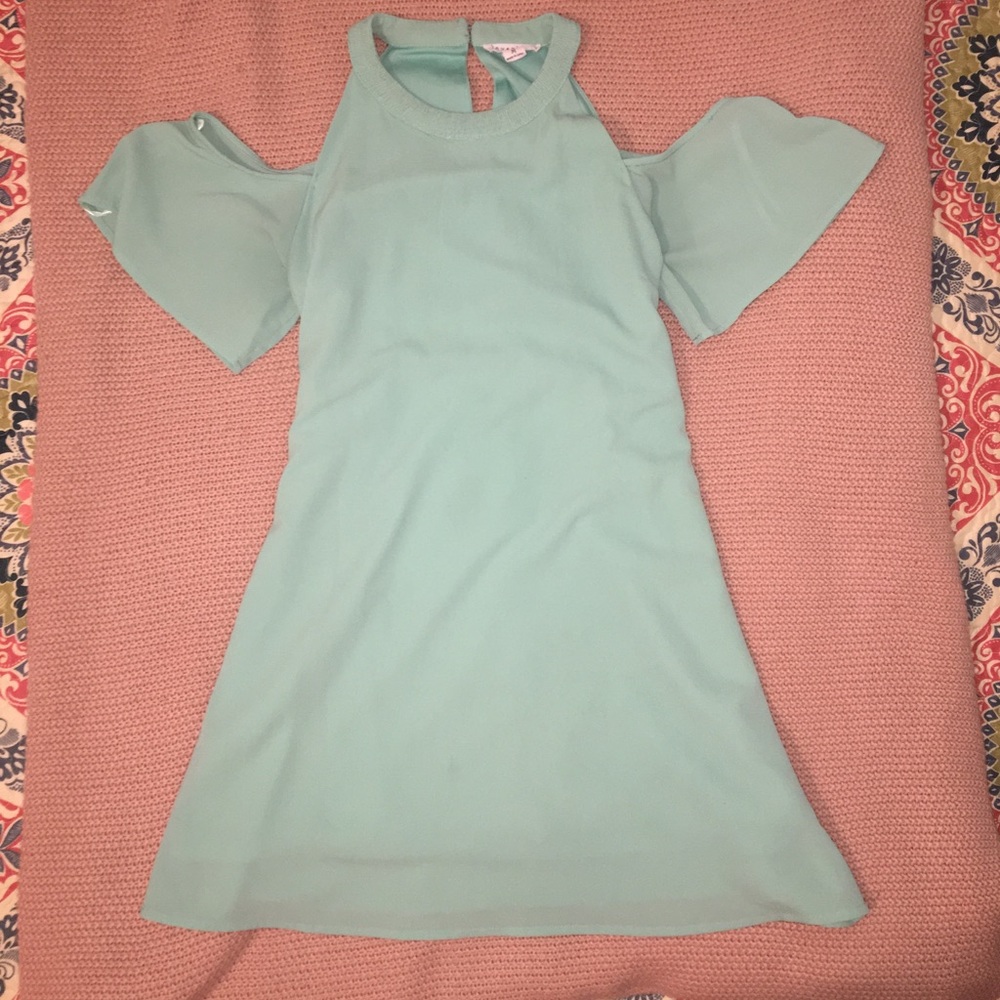 Mint Colored CutOut Shoulder Halter Dress | Size M